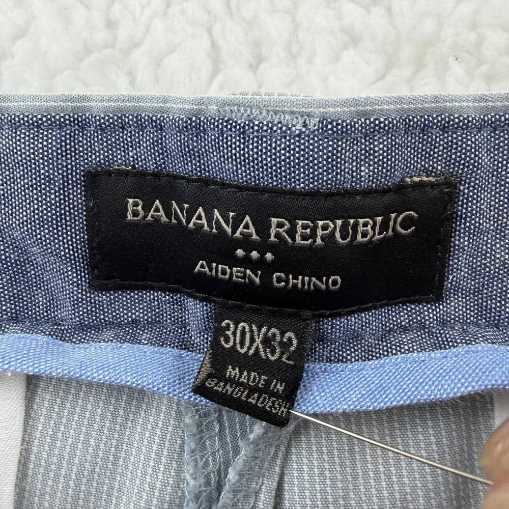 Banana Republic Aiden Chino‎ Pants Mens 30x32 Blue Slim Fit Striped (30x30)